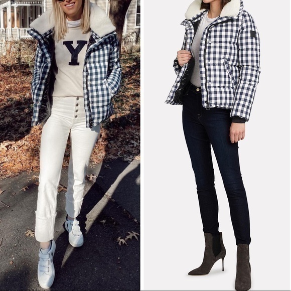 SAM. Gingham Wyatt Shearling Puffer Down Jacket NWT - Picture 1 of 15